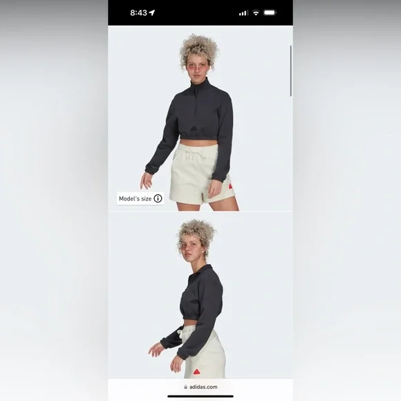 Adidas CROPPED HALF-ZIP SWEATSHIRT - Picture 2 of 3